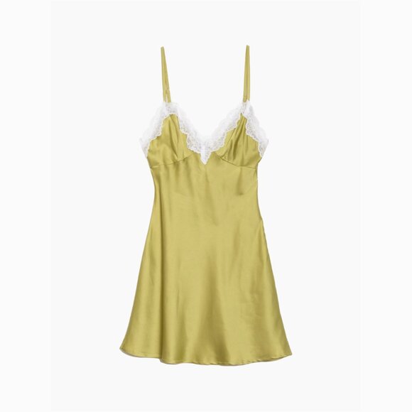 Los Feliz Satin Mini Slip Dress Moss Green S,M,L - Picture 4 of 6